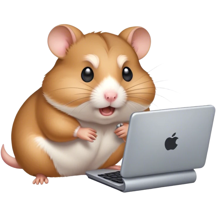 Hamster working on computer angrily emoji