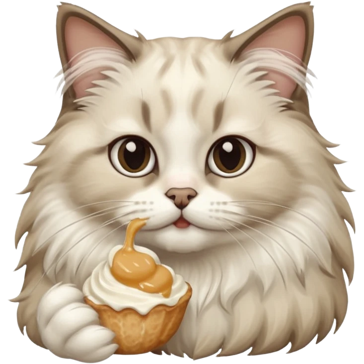 ragdoll cat eating emoji