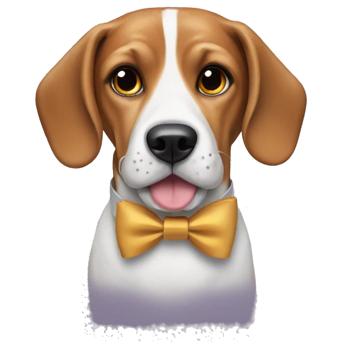 Dog beagle with bow tie emoji