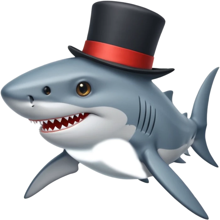 Shark with a top hat emoji