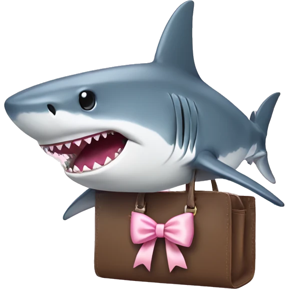 shark with baby pink bow and bag emoji