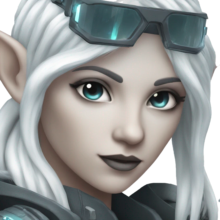 Cyberpunk elf, white hair, white skin, crystal ble colored clothes emoji