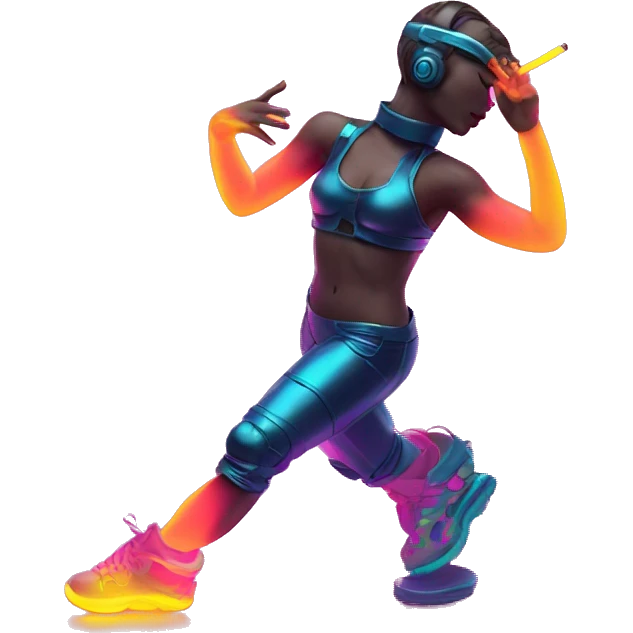 Rave party dancing prosthetic limb neon smoking emoji