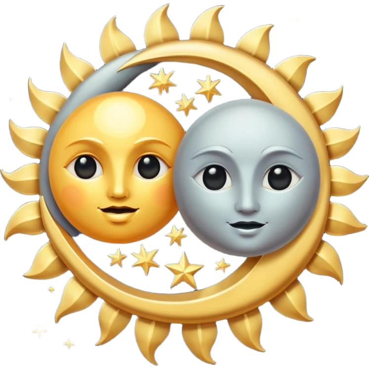 Vintage Sun and Moon emoji