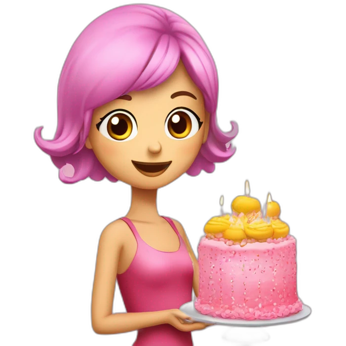 Fille anniverssaire géné gâteaux bougies emoji
