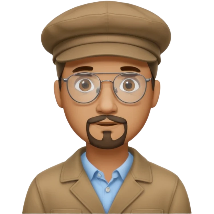 Male flat cap wire rim glasses goatee emoji