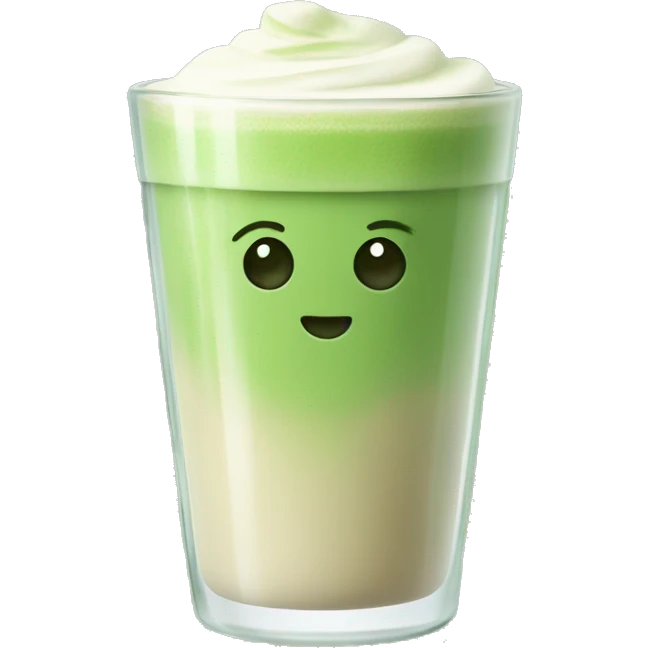 Matcha latte in a transparent glass aesthetic  emoji