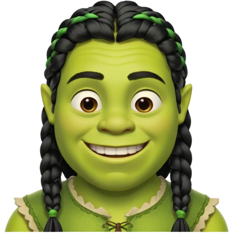 Shrek mit langen schwarzem Zopf und ponny emoji
