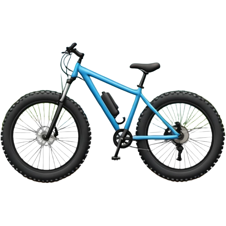 The background showcases majestic mountains, lush green valleys, and a bright blue sky with fluffy clouds. The sun casts warm light over the landscape, emphasizing the beauty of outdoor cycling. a mountain bike standing on a scenic trail.  emoji