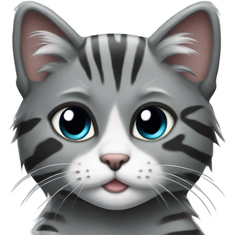 Gray and Black long hair stripe Cat wearing beanie emoji