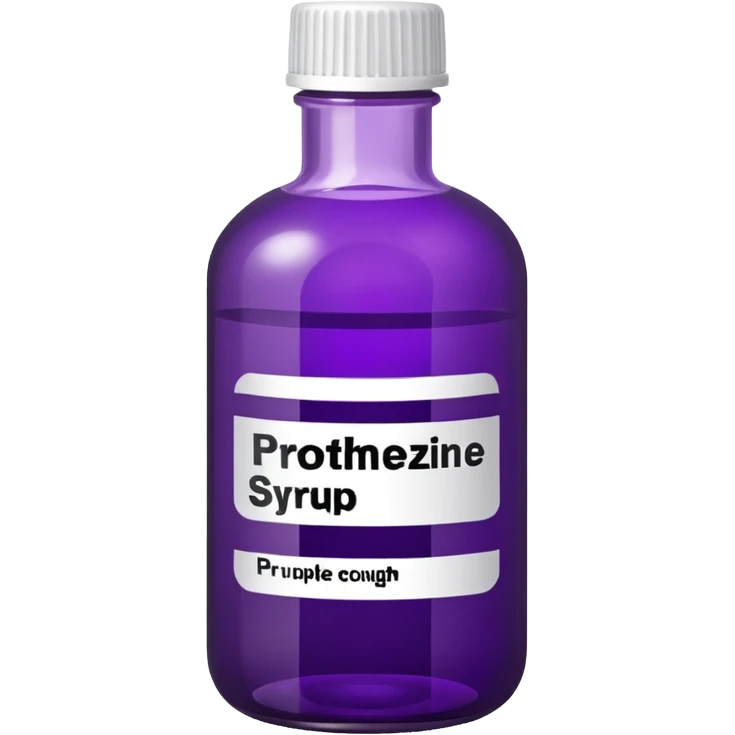 Purple cough syrup with the name "promethazine" emoji