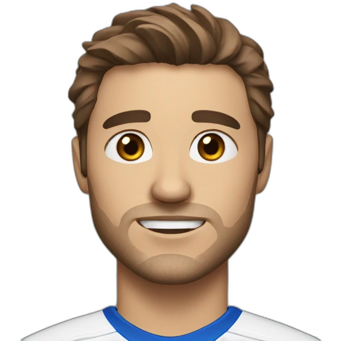 man with blue eyes and stubble, brown hair hockey player emoji