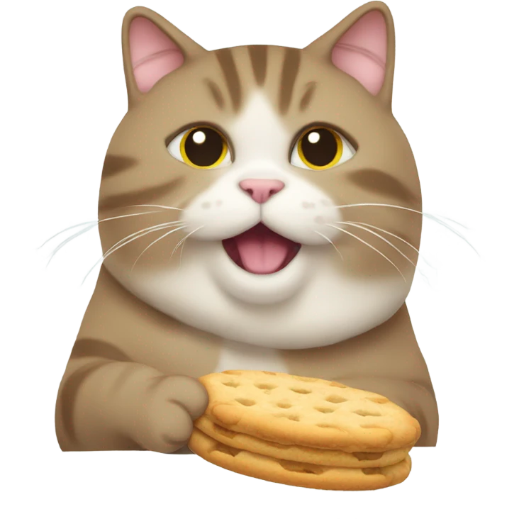 a fat cat that's eating a biscuit  emoji