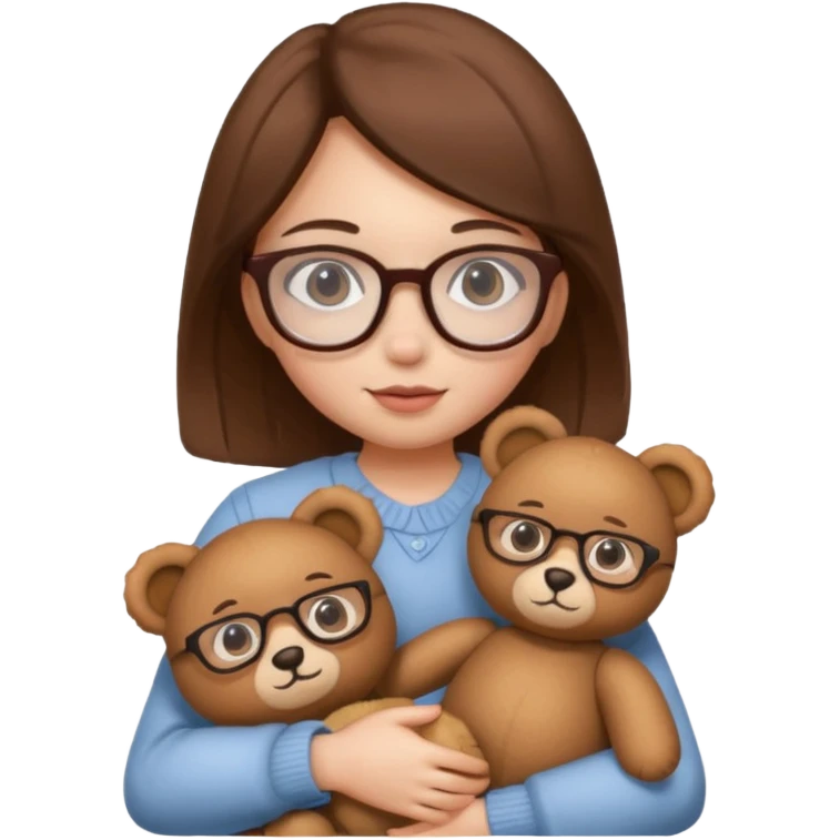  girl with single teddy bear she is wearing glasses bear without glasses  emoji
