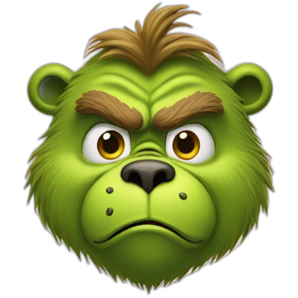 the grinch as a grizzly bear head emoji