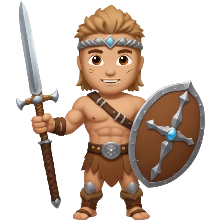 A barbarian waving a sword in greeting emoji