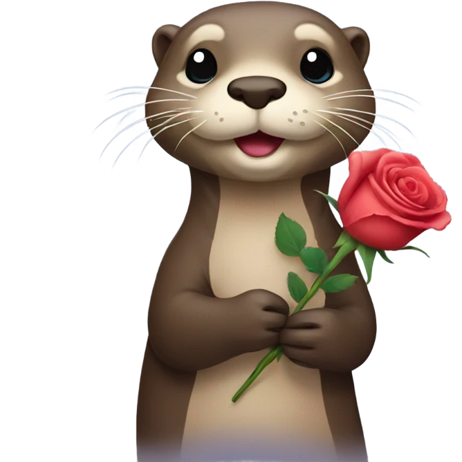 Otter holding a rose emoji