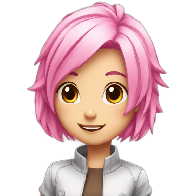 cute-bot-pink-hair-anime-happy emoji