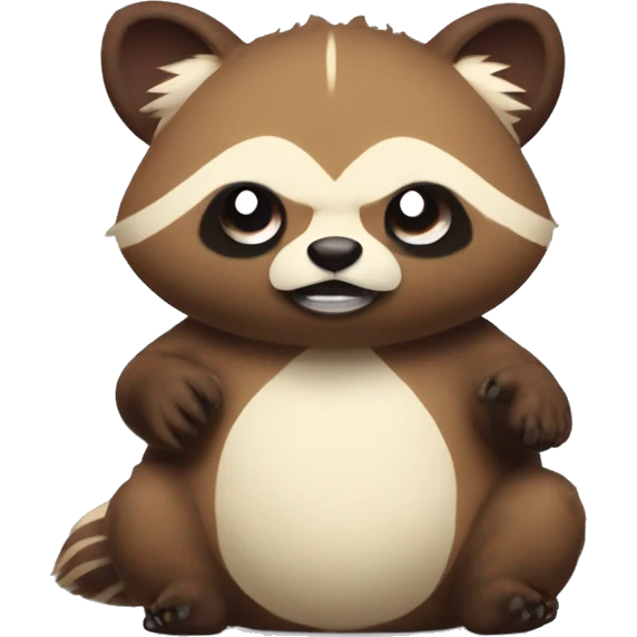 The Tanuki beast from the Japanese legend, make it smile and with big balls emoji