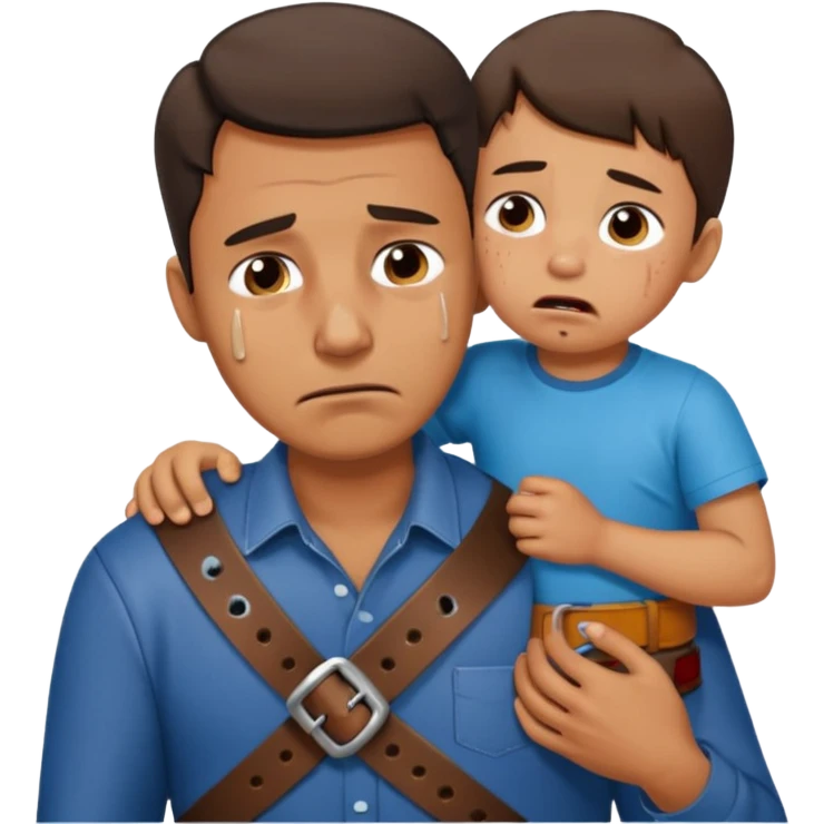 Dad using belt on kid emoji