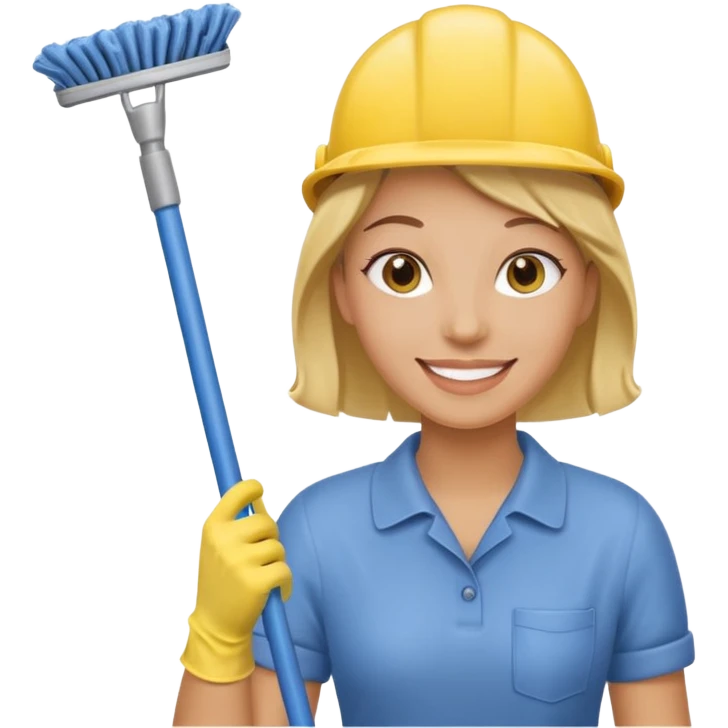 Custodian with yellow rubber gloves, mop emoji
