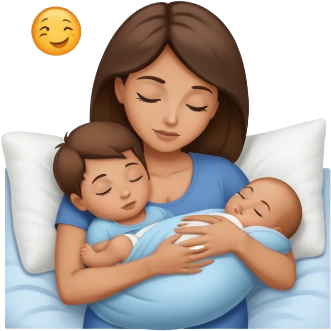 Light brunette fit mom forcing baby boy to go to sleep emoji