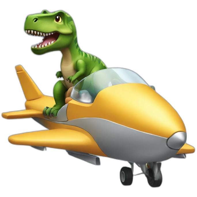 t-rex driving a jet emoji