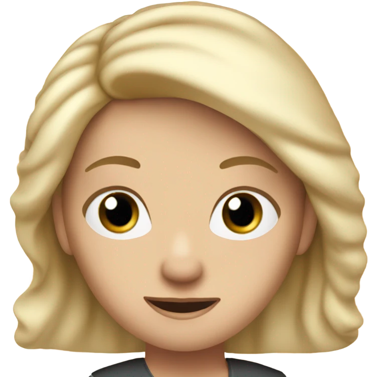 White woman with blond page hair recording a vlog on camera emoji