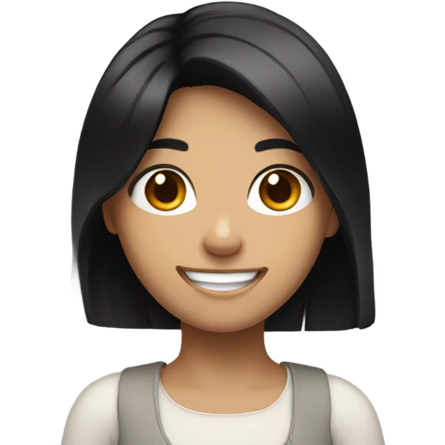 Smiling Girl black hair raising arms  emoji