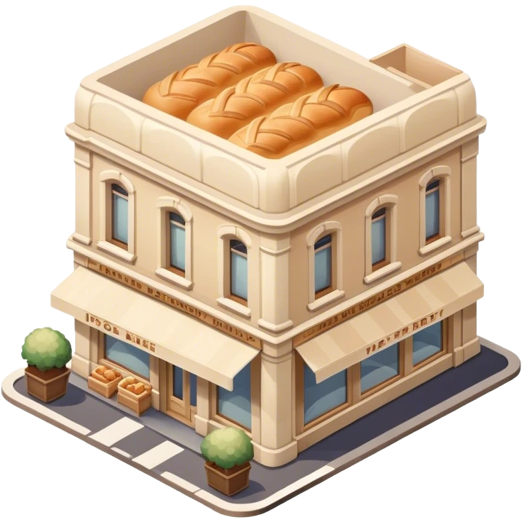 beige parisian bakery, isometric exterior view emoji