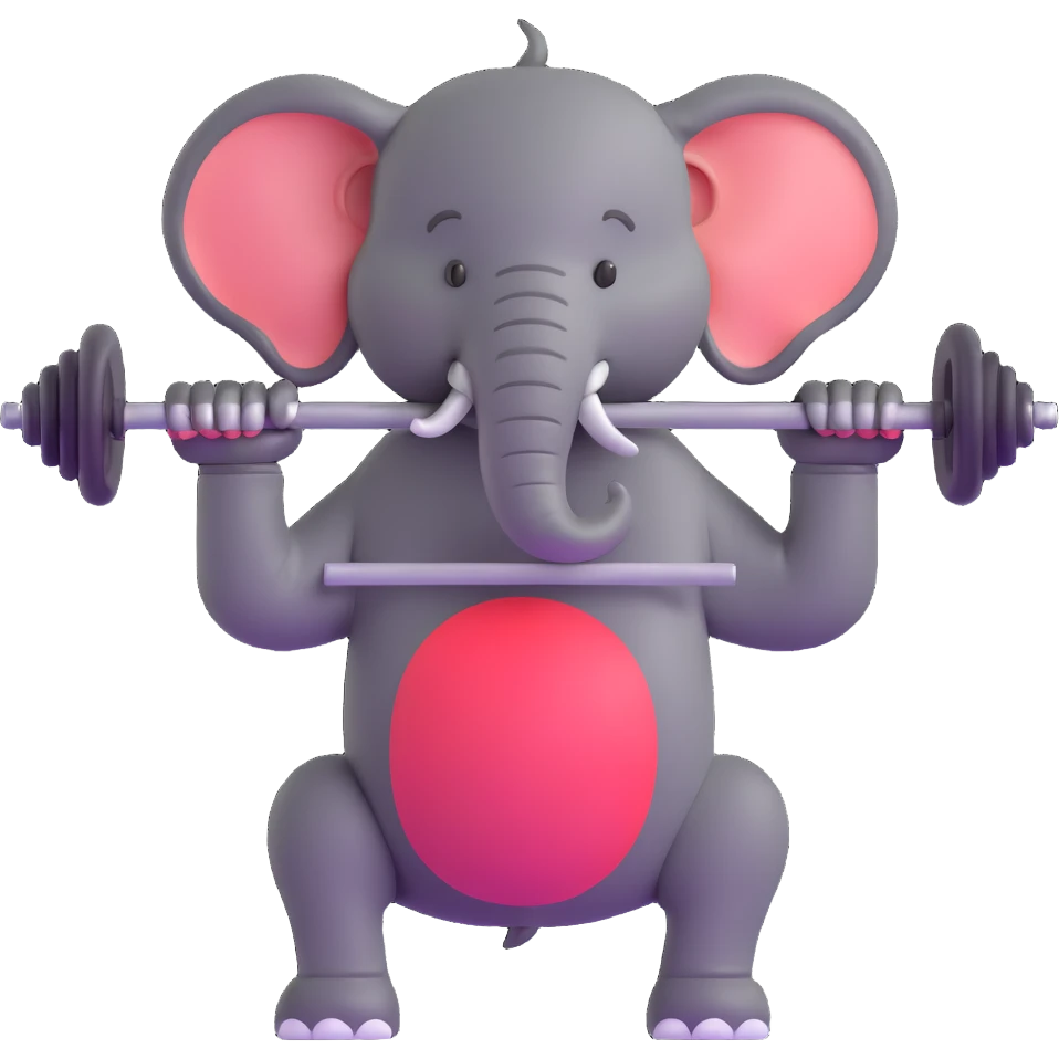 elephant lifting a barbell emoji