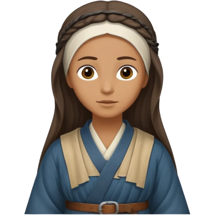 Jerusalem innkeeper in historical attire, robe, belt, hair uncovered, no headscarf, hijab, or religious symbols emoji