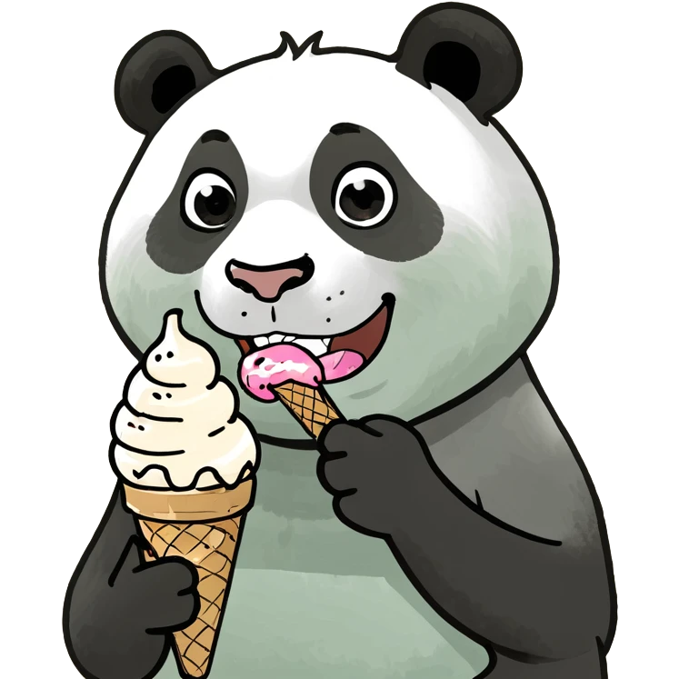 Panda eating ice cream emoji