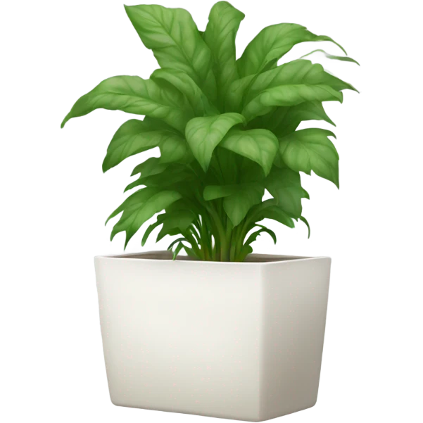Very Long white rectangular flower pot with green plants only emoji