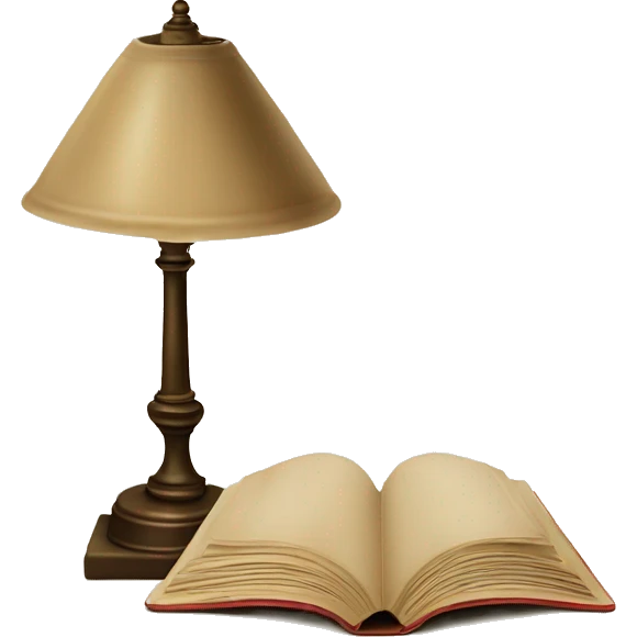 vintage lamp with open book beige emoji
