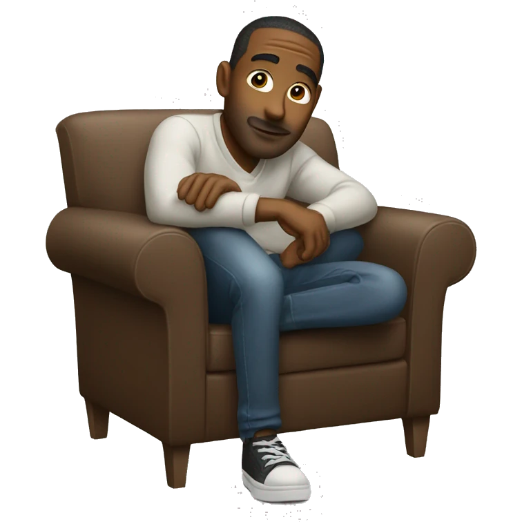 Cool guy leaning forward on chair  emoji