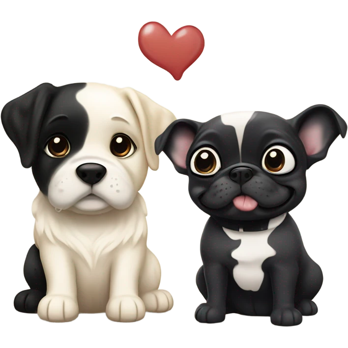 English cream golden retriever and an oreo colored frenchie as best friends emoji
