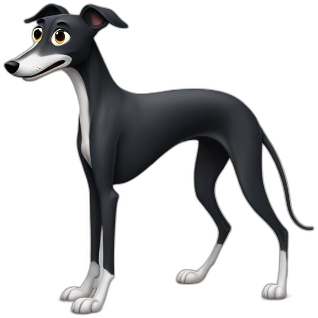Black Greyhound Pixar style emoji