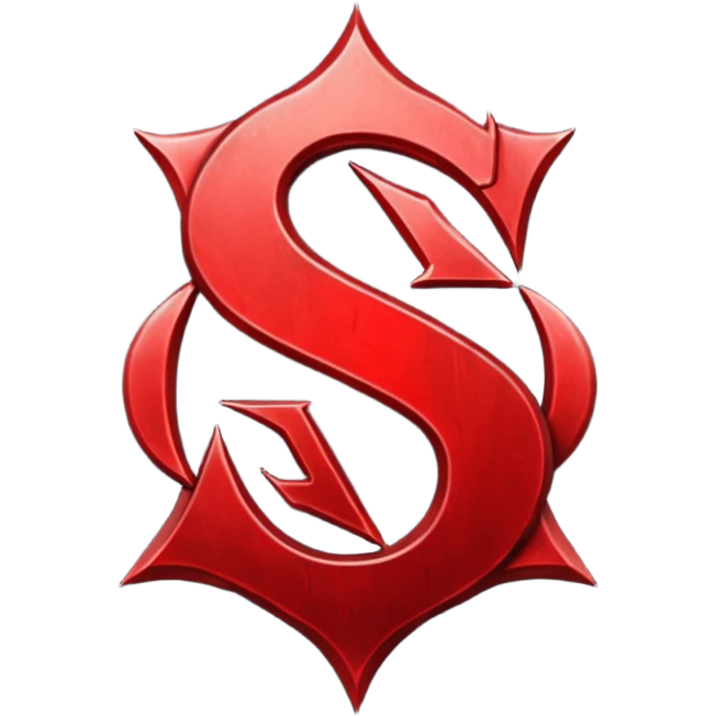 Create a custom emoji badge featuring a stylized, glossy letter “S”. Theme it in the Grandmaster rank style from League of Legends. Use intense red accents, dark metals, and strong contrast for a dramatic elite look.
 emoji