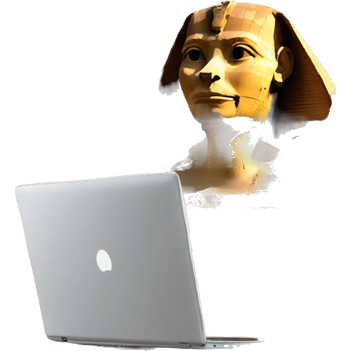 pyramids and the sphinx and a laptop emoji