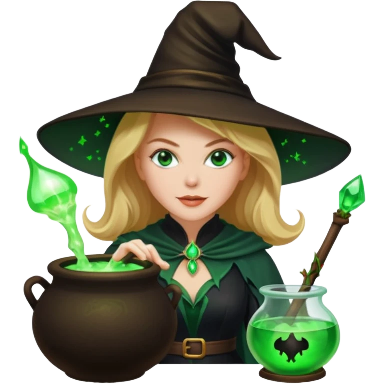 Nicole Kidman making green glowing potion in witch costume emoji