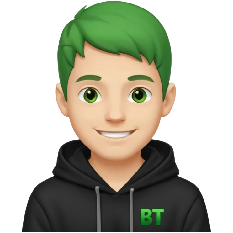 Create an avatar of white european male in hoodie with ``BST`` letters on it/ make him look like grinch emoji