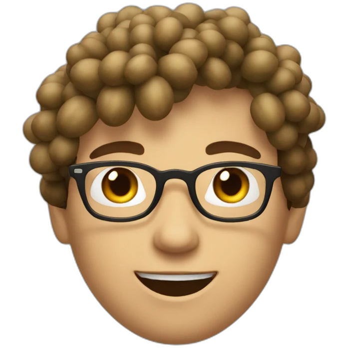 Brown-haired, bitter, bespectacled young man throwing grapes emoji