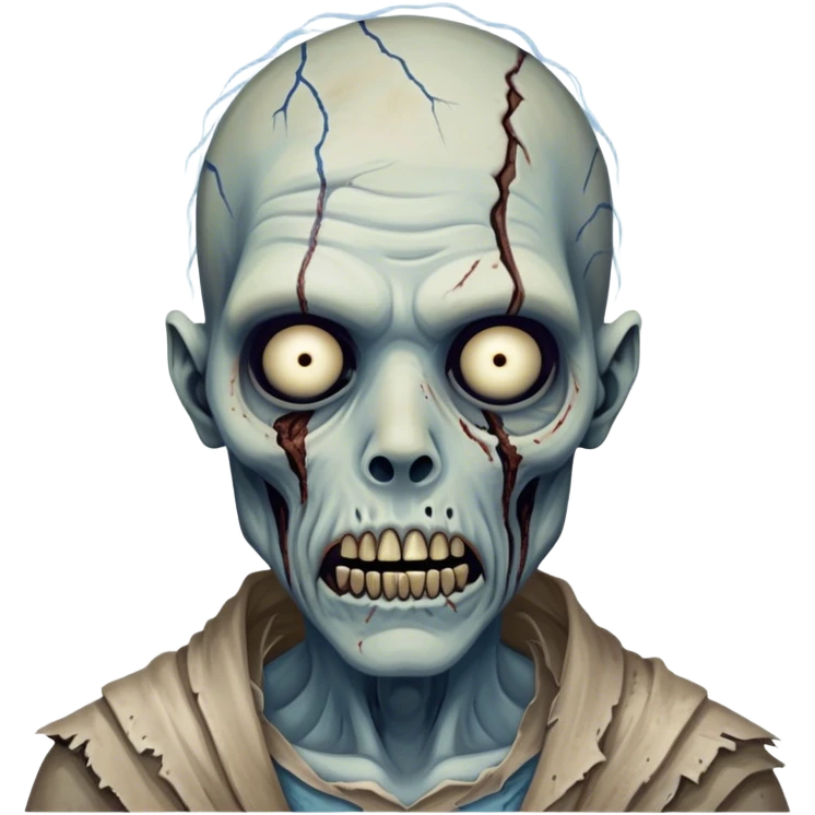 Cinematic Realistic WoW undead friendly zombie Portrait, depicted with decayed yet noble features, his weathered, pallid skin etched with ghostly blue veins and ancient scars. Clad in modest, tattered attire in muted browns and greys that remain consistently rugged, his hollow eyes burn with determined defiance. Rendered with lifelike texture and dramatic natural lighting, high shine, noble and resilient, capturing the stoic spirit of an undead veteran of Azeroth. emoji