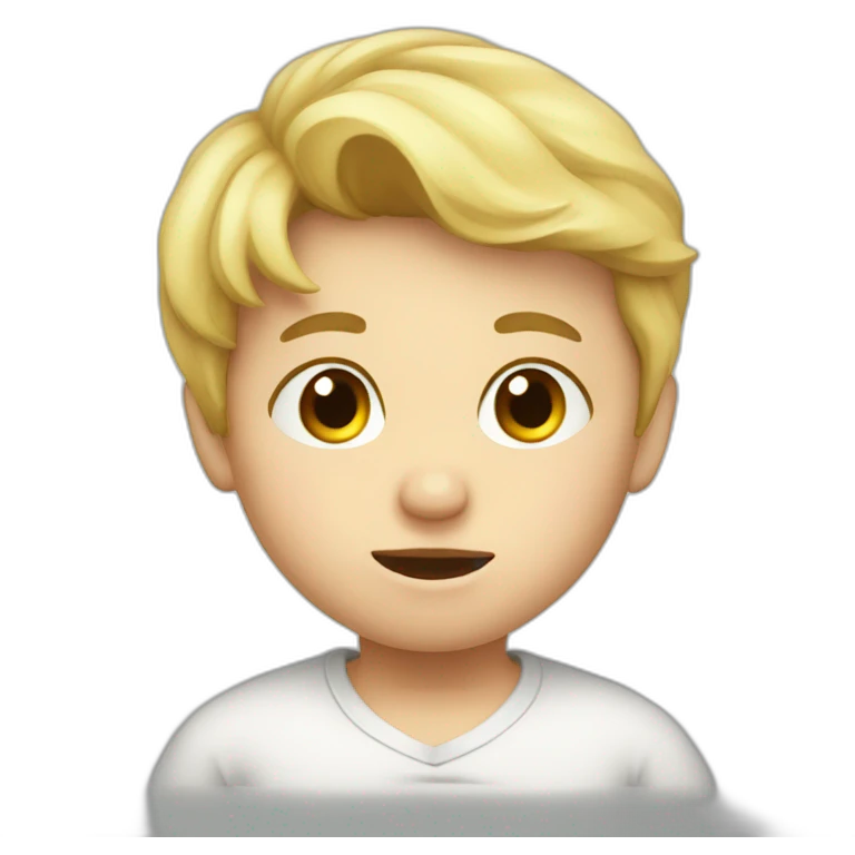 A blond toddler boy sick emoji