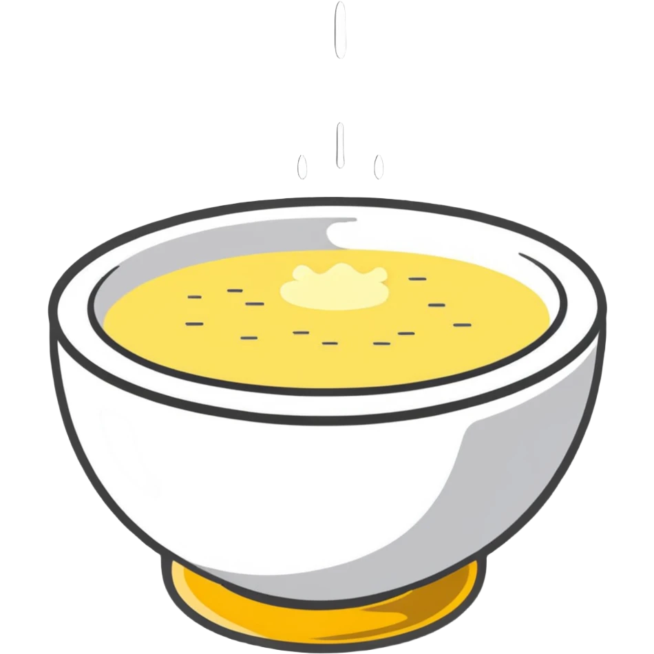 steaming bowl of grits with butter emoji