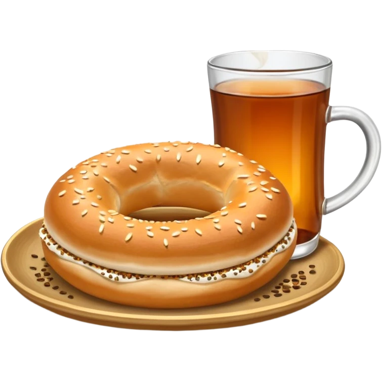 simit Turkish sesame bagel with tea glass emoji