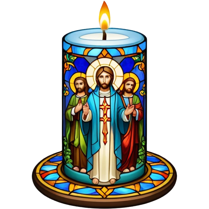 religious glass candle with saints emoji