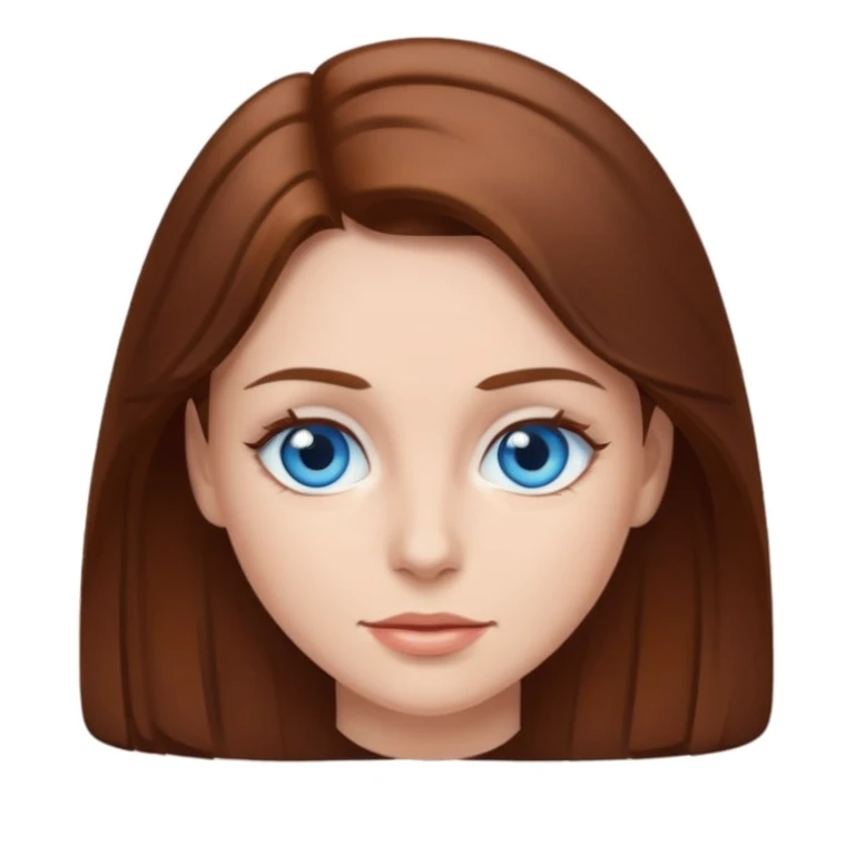 Woman with brown hair and blue eyes emoji