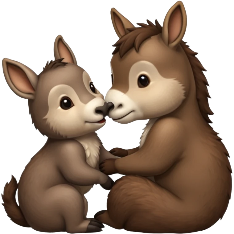 a donkey kissing an otter emoji